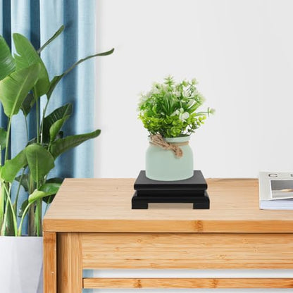 Operitacx Solid Wood Display Base 5.90 Inch Square Vase Stand Pedestal for Home Decor Plant Buddha Figurine Teapot Holder Indoor Decorative Display