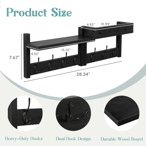 4 Pack Wall Mounted Coat and Shoe Rack Entryway, Space Saving Storage Bench for Entryway，Wall Coat Rack with Hooks, Adjustable Hanging Shoe Rack (Hold 12 Pairs), for Hallway, Entryway, Black - size: shoe and coat rack