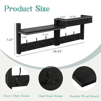 4 Pack Wall Mounted Coat and Shoe Rack Entryway, Space Saving Storage Bench for Entryway，Wall Coat Rack with Hooks, Adjustable Hanging Shoe Rack (Hold 12 Pairs), for Hallway, Entryway, Black - size: shoe and coat rack