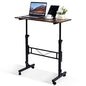 Standing Desk Adjustable Height, Mobile Stand Up Desks with Wheels Small Computer Desks Rolling Desk, Portable Laptop Desks Rustic Standing Table Sit Stand Home Office Desks 16"x31.5" Height 27"-43.5" - color: Rustic