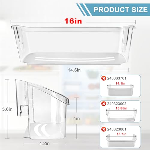 Upgraded 242126602 Refrigerator Door Bin Shelf Replacement Part Compatible with Frigi.daire Refrigerator Door Shelf 2421266 PS12364199 FFSS2625TS0 LFSS2612TF0 Door Shelf Shelves by AMI PARTS (2 Pack)