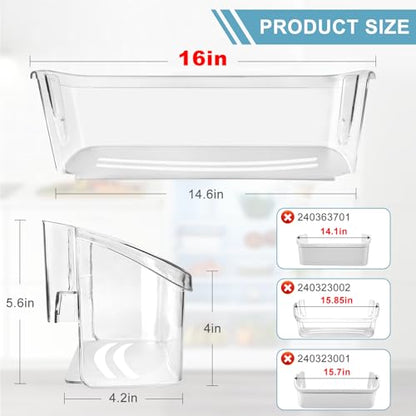 Upgraded 242126602 Refrigerator Door Bin Shelf Replacement Part Compatible with Frigi.daire Refrigerator Door Shelf 2421266 PS12364199 FFSS2625TS0 LFSS2612TF0 Door Shelf Shelves by AMI PARTS (2 Pack)