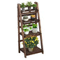Yaheetech Foldable Shelf Wooden Ladder Shelf Plant Stand for Indoor Outdoor | Collapsible Shelf, Decorative Ladder Stand, No Assembly Folding Shelves for Living Room, Garden, Office, Kitchen, or Balcony