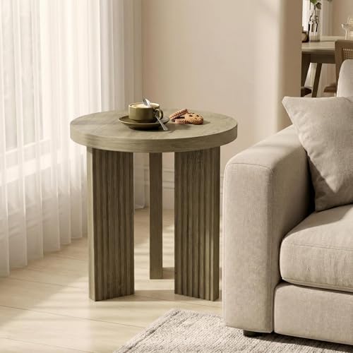 17.52" Small Round Side Table, Walnut | Coffee Table with Smooth Thick Mesa, Circle End Table with X Shaped Stable Legs, Accent Tea Table for Living Room, Office - color: Walnut, style: Side Table