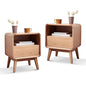 100% Solid Wood Nightstand Set of 2, Small Night Stand with Drawer and Open Shelf, Natural Wood Nightstand, Mid Century Modern Night Stand, Wooden Bedside Table for Bedroom(20.47" H) - color: Natural Oak, style: Drawer & Open Storage-2