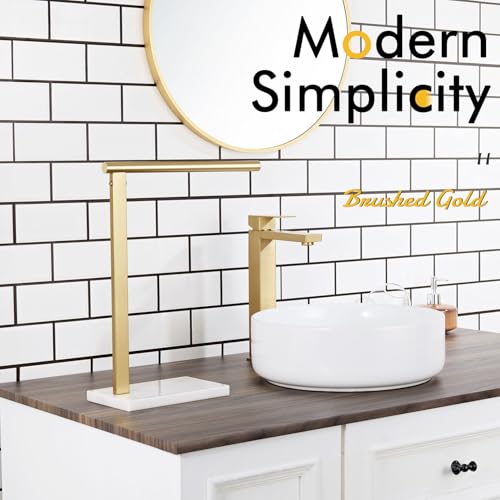 KOKOSIRI Hand Towel Rack Standing Towel Bar with Steady Marble Base for Bathroom Vanity Countertop, Brushed Gold Stainless Steel 15.7'' Height THS0006-BG - color: Brushed Gold, size: 1-Bar