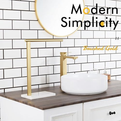 KOKOSIRI Hand Towel Rack Standing Towel Bar with Steady Marble Base for Bathroom Vanity Countertop, Brushed Gold Stainless Steel 15.7'' Height THS0006-BG - color: Brushed Gold, size: 1-Bar
