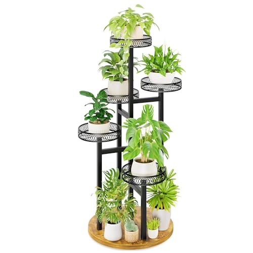 Black Stand Plants, 5-Tier Metal Plant Stands for Outdoor Indoor Plants,Heavy Duty Flower Pot Stands for Multiple Plants,Decoration Display Racks for Patio Garden -BlackFlower - color: BlackFlower, size: 5-tiers