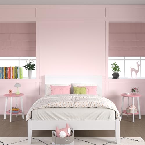 sthmec Side Table, Small Round End Table with Storage Shelf for Small Space, 2-Tier Bedside Table Sofa Couch Table, Round Accent Table Nighstands for Living Room, Bedroom, Pink - color: Pink