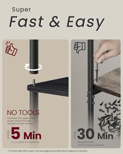 VASAGLE Superfast Toolless Assembly, 3-Tier Shelf for Living Room, Standing Shelf, Bookshelf, Bedroom, Kitchen, 9.4 x 15 x 27.8 Inches, Ebony Black and Ink Black ULLS153B01 - color: Ebony Black + Ink Black, size: 3 Tiers (15"W)