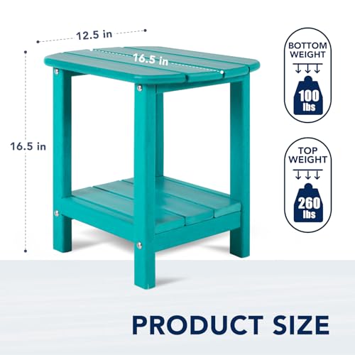 nalone Adirondack Side Table 16.5" Outdoor Side Table HDPE Plastic Double Adirondack End Table Small Table for Patio (Aruba) - color: Aruba