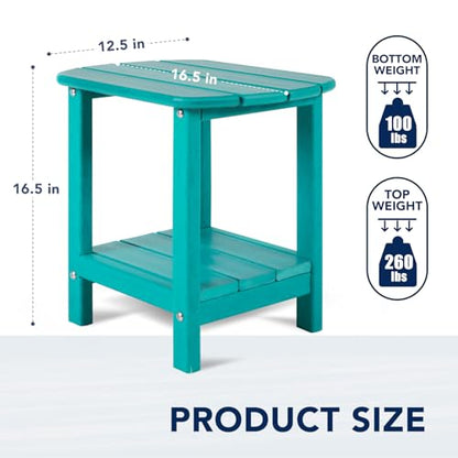 nalone Adirondack Side Table 16.5" Outdoor Side Table HDPE Plastic Double Adirondack End Table Small Table for Patio (Aruba) - color: Aruba
