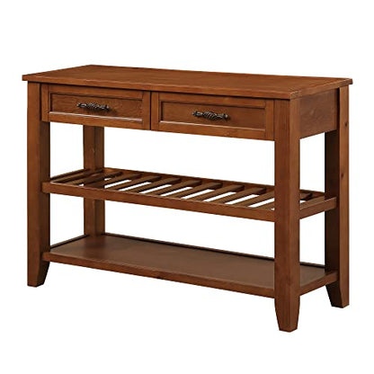 Knocbel Entryway Console Table with 2 Storage Drawers and 2 Lower Shelves, Entrance Hallway Foyer Behind Sofa Couch Table, Easy Assembly (Brown) - color: Brown