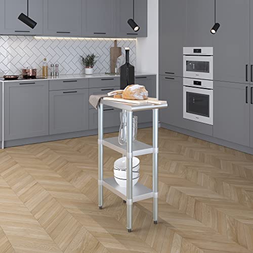 Stainless Steel Work Table with 2 Shelves | Metal Utility Table | Commercial & Residential NSF Utility (Stainless Steel Table with 2 Shelves, 12" Long x 24" Deep) - size: 12" Long x 24" Deep