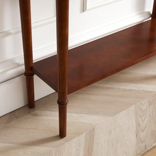 Leick Home Coastal Console Table, Solid Wood, with Drawer and Shelf, for Entryways, Hallways, and Living Rooms, Pecan Brown, 20027-PC - color: Pecan, size: 1 Drawer