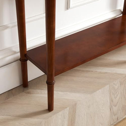 Leick Home Coastal Console Table, Solid Wood, with Drawer and Shelf, for Entryways, Hallways, and Living Rooms, Pecan Brown, 20027-PC - color: Pecan, size: 1 Drawer