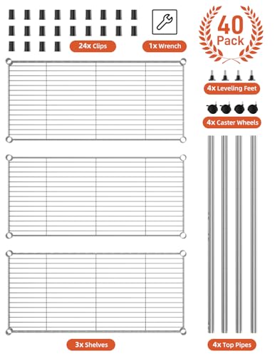 Simple Deluxe 3-Tier Heavy Duty Storage Shelves 750Lb Capacity, 24.02" D x 13.78" W x 21.97" H Shelving Unit for Pantry, Garage, Laundry and Kitchen - size: 3-Tier, 13.78"W x 24.02"D x 21.97"H, style: 1 Pack