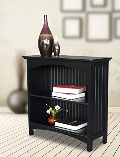 eHemco 2 Tier Bookcase, 29 Inches, Black | 2 Arched Supports - color: Black, size: 2 Tier