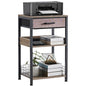Lerliuo 3-Tier Printer Stand with Fabric Drawer and Shelves, Grey | Three-tier printer stand with fabric drawer and two shelves for paper, office supplies, scanners and fax machines - color: Grey