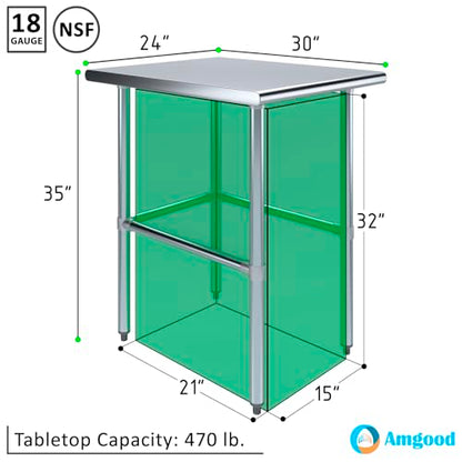 30 in. x 24 in. Open Base Stainless Steel Work Table | Residential & Commercial | Food Prep | Heavy Duty Utility Work Station | NSF - size: 24 in. Length x 30 in. Width