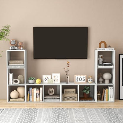 2 Cube Storage Organizer, 2 Tier Floor Standing Bookcase, Small Bookshelf for Small Spaces, Wooden Open Display Shelf for Living Room, Bedroom, Study, White Bookshelf with Open Back - size: 2 Cubes