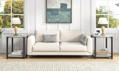 FOLUBAN Modern Side Table, Square End Table with Storage for Living Room Office, Rustic Bedside Table for Bedroom, Small Spaces, Light Grey - color: Light Grey