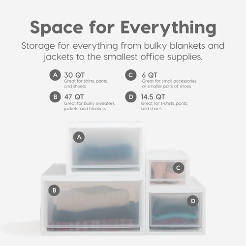IRIS USA 30 Qt. Plastic Drawer Storage Organizer Stacking Drawers, 2-Pack, Stackable Unit with Sliding Drawer for Clothes Bedroom Kitchen Under Sink Pantry Craft Room Bathroom Dorm Office, White - size: 30 Qt., style: 2 Pack