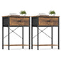 SONGMICS Nightstands, Small Side Table with Fabric Drawer, Narrow End Tables, Set of 2, 15.6 x 11.8 x 23.8 in, Bedroom Furniture for Small Spaces, Rustic Brown, BELLAH Collection ULGS111K101S | Side Table for Bedroom, Living Room, Set of 2, Rustic Brown,