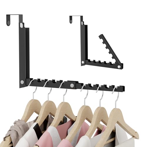BAKON Over The Door Hooks, Small Space Double Folding Portable Over The Door Drying Rack for Laundry, Bathroom, Bedroom, Travel Storage and Drying (1Pack,Black) - color: Black