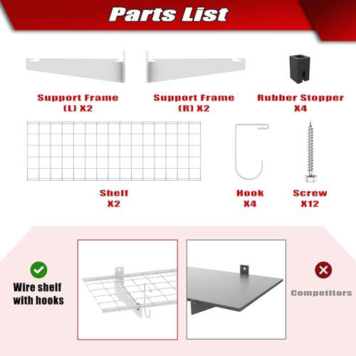 WALMANN 2 Pack Garage Wall Shelves, 45x15 inch Wall Mounted Storage Shelves for Garage Heavy Duty Floating Shelf, Holds Up to 220 lbs(White) - color: White-15x45