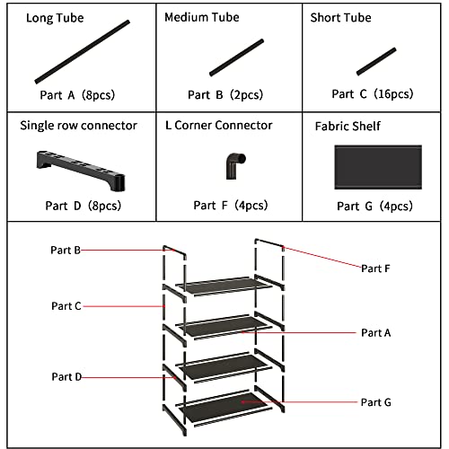 Upgrade Stackable Small Shoe Rack, 4-Tier Shoe Shelf Storage Organizer with Handle for Entryway, Hallway and Closet (Black) - size: 4-Tier(Black)-Small