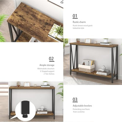 EXCEFUR Entryway Table, Narrow Sofa Console Tables Behind Couch, Modern Entry Table for Hallway Entrance Living Room, Rustic Brown - color: Rustic Brown