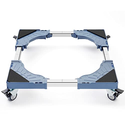 WBD WEIBIDA Adjustable Furniture Dolly with 4 Dual-Locking Wheels, Universal Washing Machine Base Stand, Square Appliance Mover for Refrigerator, Mini-Fridge, Washer & Dryer, Moving Cart - color: Blue - 4 Wheels