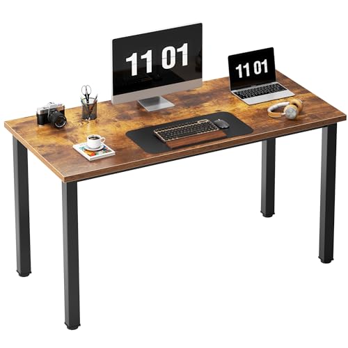 Need 47 inch Computer Desk, Rustic Top, Black Metal Frame, Modern Simple | Home Office Desk, Basic Sturdy Writing Table, Adjustable Feet, Water-Resistant, Dorms & Bedrooms, Easy Assembly, Game & Study - color: Rustic Brown, size: 47 inches