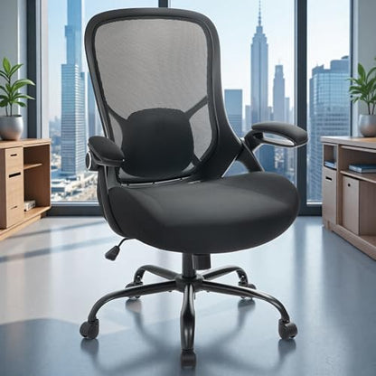 HYLONE Big and Tall 400lbs Heavy Duty Office Chair, 5" Thickened Seat Ergonomic Desk Chair with Adjustable Armrests, Home Office Computer Chairs for Long Hours Mesh Executive Chair(Black) - color: Black, size: Thicken Cushion
