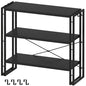 HCHQHS Bookshelf, 3-Tier Industrial Bookcase, Black Open Book Shelf, Freestanding Horizontal Bookshelves with Metal Frame - color: Black, size: 3-Tier (31.5"W x 33.5"H)