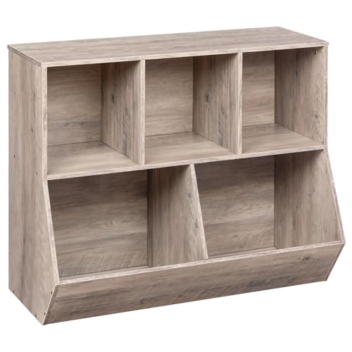 HOOBRO Kids Bookshelf, Bookcase Footboard, Toy Storage Cubby, Children's Toy Shelf, 35.4" L Toy Storage Cabinet, Fit for Children's Room, Playroom, Hallway, Kindergarten, Greige BG32CW01 - color: Greige, size: 35.4"L x 11.8"W x 29.5"H