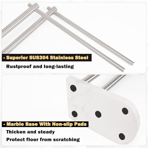 Livabber Standing Towel Rack, 304 Stainless Steel 2-Tier Towel Holder Stand with Marble Base, Modern Stylish Tall Shower Towel Bar for Bathroom Accessories, Pool（Brushed Nickel） - color: Brushed Nickel