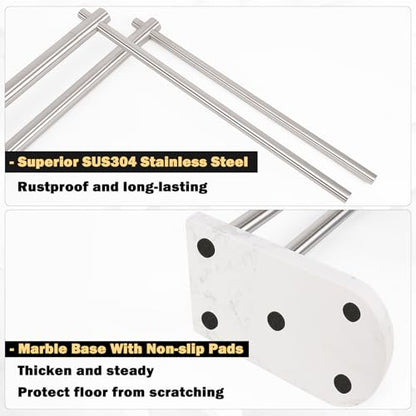 Livabber Standing Towel Rack, 304 Stainless Steel 2-Tier Towel Holder Stand with Marble Base, Modern Stylish Tall Shower Towel Bar for Bathroom Accessories, Pool（Brushed Nickel） - color: Brushed Nickel