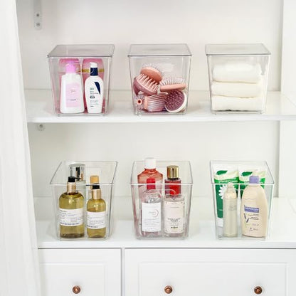 Vtopmart 6 Pack Clear Stackable Storage Bins with Lids,XLarge Plastic Containers with Handle for Pantry Organizer and Storage,Perfect for Kitchen,Fridge,Cabinet, Closet,Bathroom Organization - size: XL(13"L x 7.4"W x 7"H)