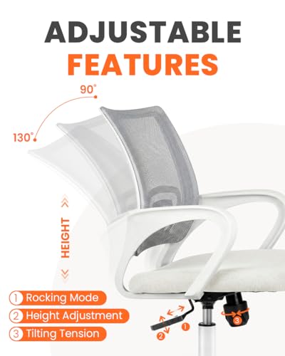 NEO CHAIR Office Desk Computer Chair Ergonomic Mesh Gaming Cushion Seat with Comfy Lumbar Mid Back Support Adjustable Height Swivel Rolling Wheels for Home Task (Ivory) | Breathable Mesh Back with Lumbar Support, Height Adjustment, Smooth Rolling Casters