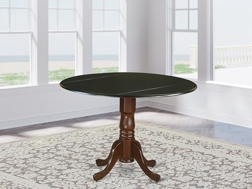 East West Furniture DLT-BMA-TP Dublin Kitchen Table - a Round Dining Table Top with Dropleaf & Pedestal Base, 42x42 Inch, Black & Mahogany - color: Dlt-bma-tp
