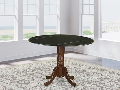 East West Furniture DLT-BMA-TP Dublin Kitchen Table - a Round Dining Table Top with Dropleaf & Pedestal Base, 42x42 Inch, Black & Mahogany - color: Dlt-bma-tp