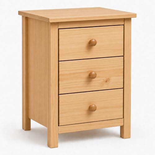 From the Tree Furniture Tall Nightstand with 3 Drawers - Solid Pine Wood Bedside Table with Spacious Storage & Sustainable Design - Honey Side Table for Bedroom Organization & Style - color: Honey/Natural