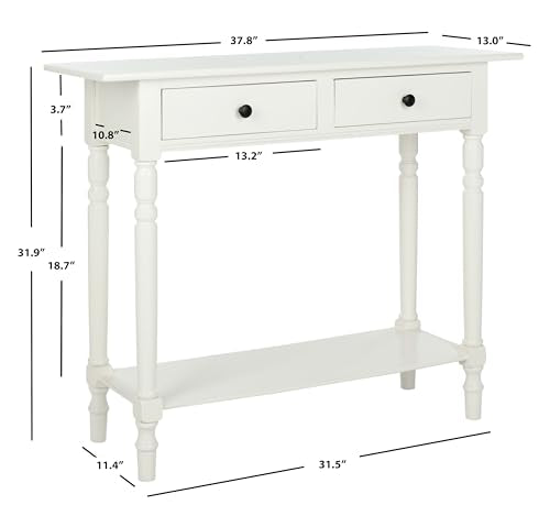 SAFAVIEH Home Collection – Rosemary Distressed Cream Console Table with Drawers & Shelf, Classic Contemporary Storage Console, Turned Leg Design (AMH5705C) - color: Distressed Cream