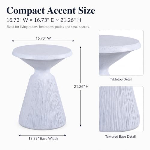 Stone Side Table,Round Faux Marble Side Table,Modern Small Stone End Table for Balcony (White-16.7"-3) - color: White-16.7"-3