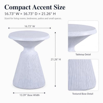 Stone Side Table,Round Faux Marble Side Table,Modern Small Stone End Table for Balcony (White-16.7"-3) - color: White-16.7"-3