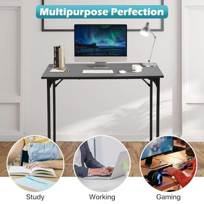 Dkelincs 32 Inch Small Computer Desk Home Office Desk Writing Desk Modern Simple Style Study Work Table with Metal Frame, Easy Assembly, Adjustable Feet, Water-Resistant, Scratchproof Surface, Black - color: Black, size: 32 Inch