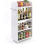 Slim Rolling Storage Cart,4 Tier White Rolling Utility Cart Slide Out Rack | Narrow Spice Rack Organizer Trolley for Kitchen Bathroom Larundry Small Corner 7.7inch wide - size: 4-Tier