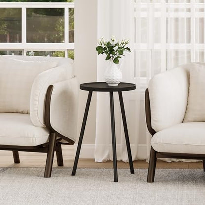 Small Couch Side Table, Drink Table, Mini Round End Table, Coffee Table, Snack Table for Small Spaces, Living Room, Bedroom, Sofa LET520BK - color: Black, size: 11.8 X 11.8 X 20.8 Inches